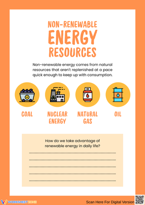 Non-Renewable Energy Resources Worksheet