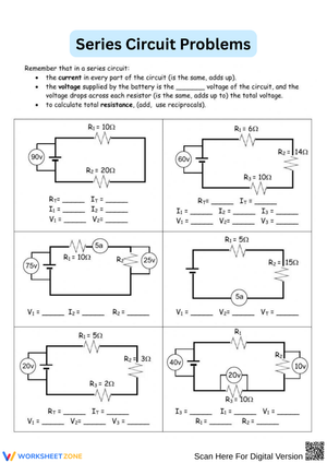Series Circuit Problems Worksheet