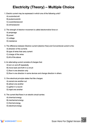 Electricity Theory Multiple Choice Test