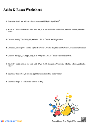 Acids & Bases Calculation Worksheet