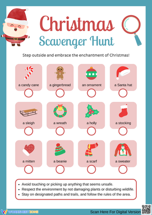 Christmas Scavenger Hunt – Fun Holiday Worksheet for Kids