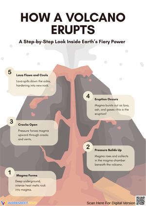 How a Volcano Erupts Worksheet: Step-by-Step Process