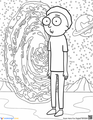 Morty in the Portal Coloring Page