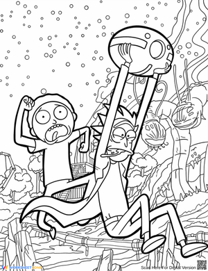 Rick and Morty - Action Adventure Coloring Page