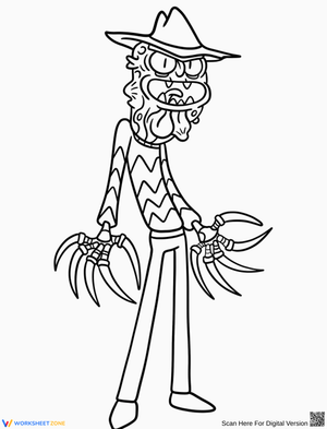Rick and Morty - Evil Rick with Claws Coloring Page