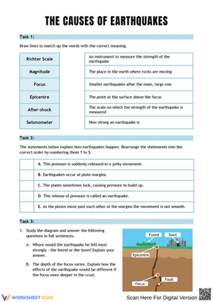 Causes of Earthquakes Worksheet