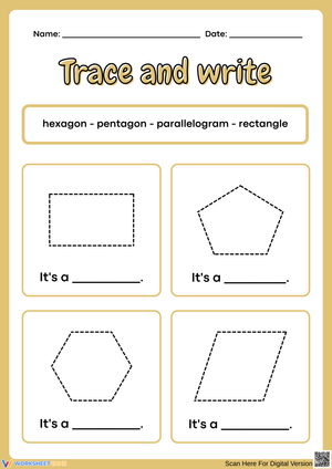 Trace and Write 2D Shapes Worksheet