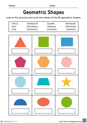Geometric Shapes Vocabulary Worksheet