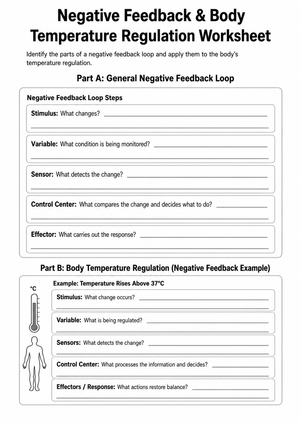 Printable Negative Feedback Worksheet | Grade 7 Science