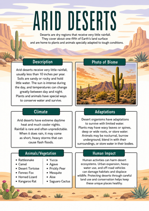 Grade 6 Arid Deserts Biome — Printable No-Prep Worksheet