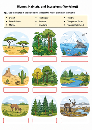 Essential Biomes and Ecosystems Labeling | Grade 5 Science