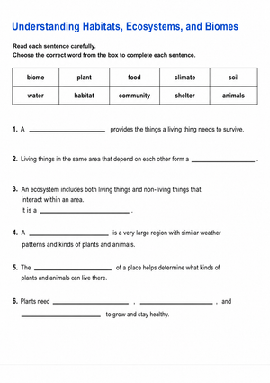 Grade 6 Ecosystems & Biomes — Printable No-Prep Worksheet