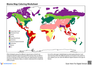 Biome Map Coloring Activity Worksheet