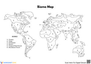 Numbered Biome Map Labeling Worksheet