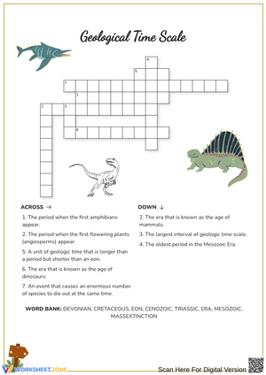 Geological Time Scale Crossword Worksheet