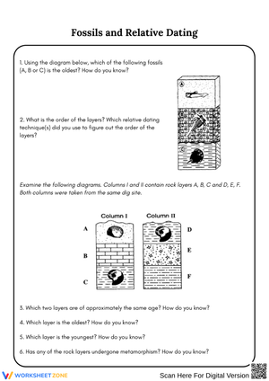 Fossils and Relative Dating Worksheet