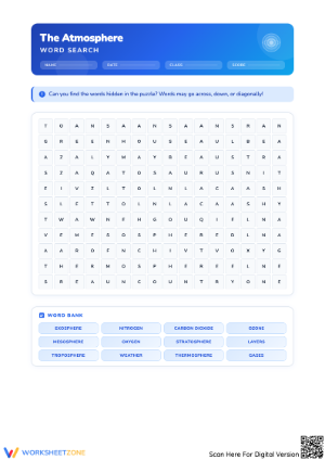 The Atmosphere – Word Search Activity