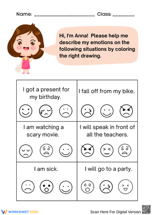Describe Emotions by Coloring Worksheet