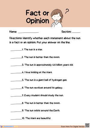 Fact or Opinion: Understanding Statements About the Sun