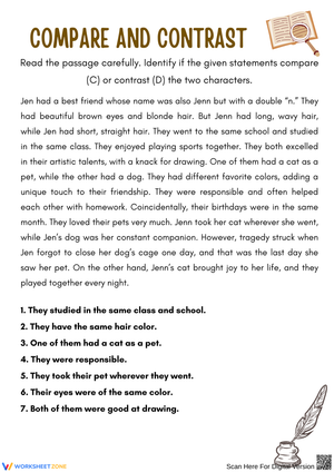 Compare and Contrast Characters in a Story