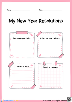 My New Year Resolutions Writing Worksheet