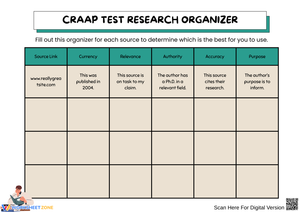 CRAAP Test Research Organizer Worksheet
