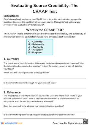 Evaluating Source Credibility: The CRAAP Test