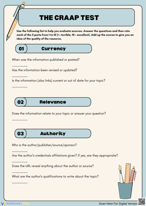 Evaluate Sources with the CRAAP Test Worksheet
