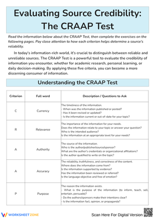 Evaluating Source Credibility: The CRAAP Test Guide