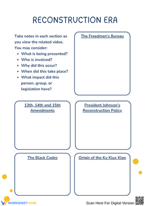 Reconstruction Era Notes Worksheet