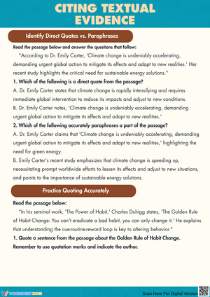 Citing Textual Evidence: Quotes and Paraphrases