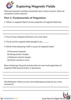 Exploring Magnetic Fields Worksheet