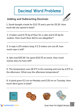 Adding and Subtracting Decimals Word Problems