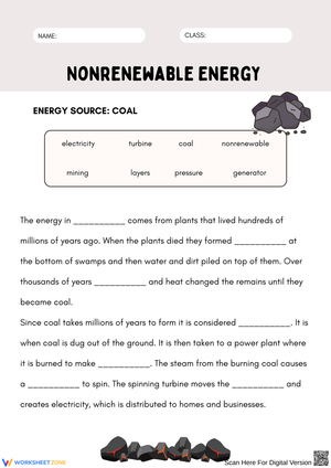 Understanding Nonrenewable Energy: Coal Worksheet