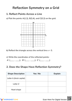 Reflection Symmetry on a Grid Worksheet