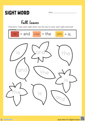 Fall Leaves Sight Words Activity