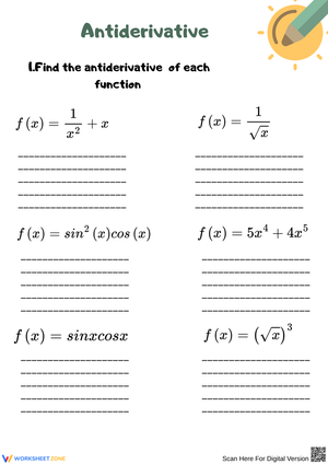 Antiderivative Practice for Functions and Trigonometry