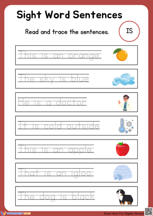 Sight Word Sentence Tracing Practice