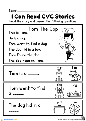 I Can Read CVC Stories: Tom The Cop