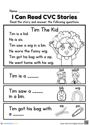 Reading Comprehension with CVC Stories