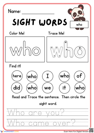 Engaging Sight Words Worksheet for Young Learners