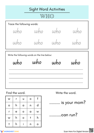 Sight Word Activities Focusing on 'Who'