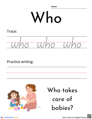 Who Question Worksheets for Writing Practice