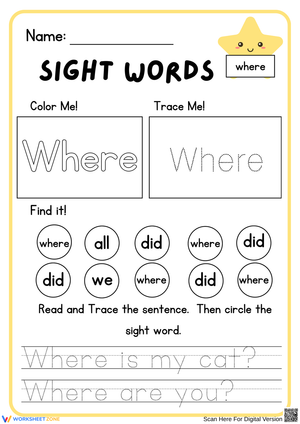 Engaging Sight Words Practice with 'Where'