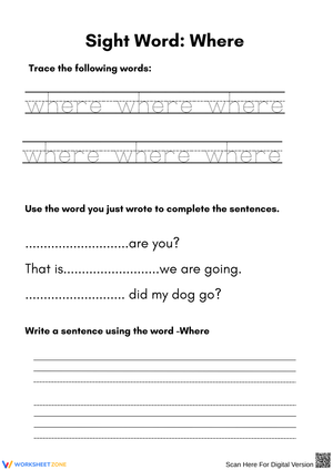 Sight Word Practice: Where