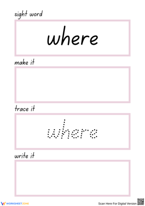Sight Word Practice: Where