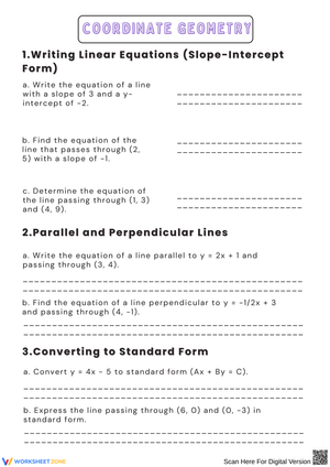 Exploring Coordinate Geometry: Writing Linear Equations