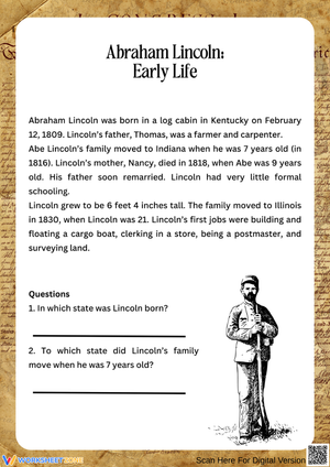 Abraham Lincoln Early Life Reading Comprehension