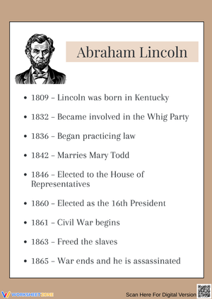 Abraham Lincoln Timeline Worksheet