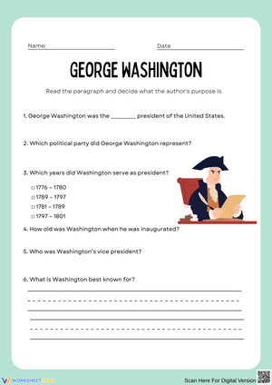 Explore George Washington: Fun History Worksheet